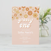 Retro Boho Groovy One Boho First Birthday Kaart (Staand voorkant)