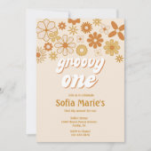 Retro Boho Groovy One Boho First Birthday Kaart (Voorkant)