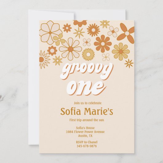 Retro Boho Groovy One Boho First Birthday Kaart (Voorkant)