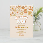 Retro Boho Groovy One Boho First Birthday Kaart (Staand voorkant)