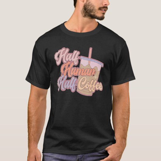 Retro Boho Half Human Half-Coffee koffie T-shirt (Voorkant)