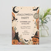 Retro Boho Halloween-feestviering Kaart (Staand voorkant)