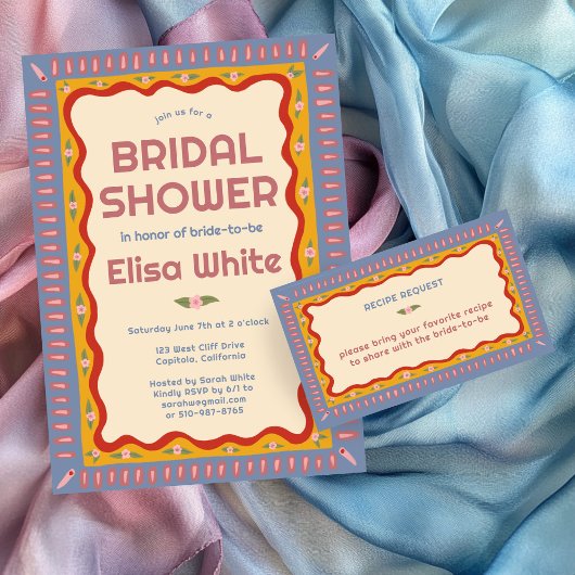 Retro Boho Handgemaakte CUSTOM Vrijgezellenfeest R Informatiekaartje