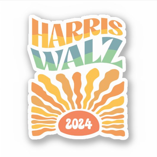 Retro Boho Harris Walz 2024 Sticker (Voorkant)
