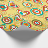 Retro Boho Harten en Cirkels 70s Groovy Patroon Cadeaupapier