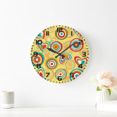 Retro Boho Harten en Cirkels 70s Groovy Patroon Grote Klok
