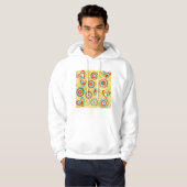 Retro Boho Harten en Cirkels 70s Groovy Patroon Hoodie (Voorkant volledig)