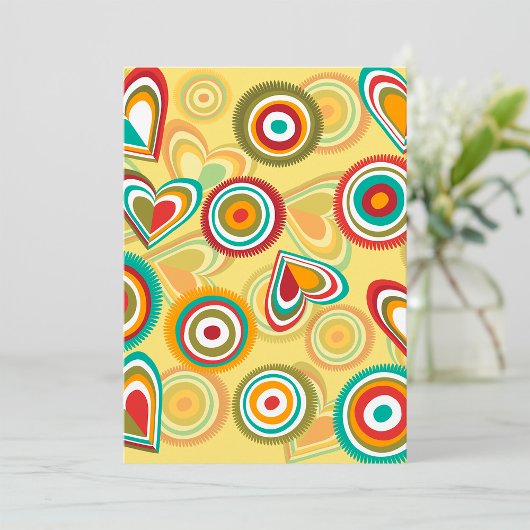 Retro Boho Harten en Cirkels 70s Groovy Patroon Kaart