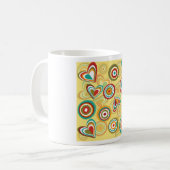 Retro Boho Harten en Cirkels 70s Groovy Patroon Koffiemok (Voorkant links)