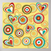 Retro Boho Harten en Cirkels 70s Groovy Patroon Poster (Voorkant)