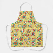 Retro Boho Harten en Cirkels 70s Groovy Patroon Schort (Voorkant)