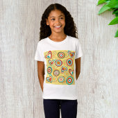 Retro Boho Harten en Cirkels 70s Groovy Patroon T-shirt