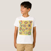 Retro Boho Harten en Cirkels 70s Groovy Patroon T-shirt (Voorkant volledig)