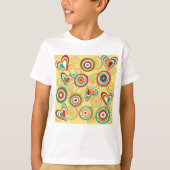 Retro Boho Harten en Cirkels 70s Groovy Patroon T-shirt (Voorkant)