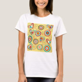 Retro Boho Harten en Cirkels 70s Groovy Patroon T-shirt (Voorkant)