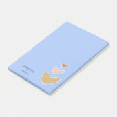 Retro Boho Hearts Pastel Blauw Post-it® Notes (Schuin)