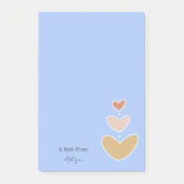 Retro Boho Hearts Pastel Blauw Post-it® Notes (Voorkant)