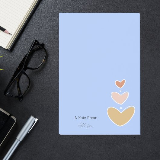 Retro Boho Hearts Pastel Blauw Post-it® Notes
