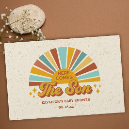 Retro Boho Hier komt het Son Baby shower Gastenboek