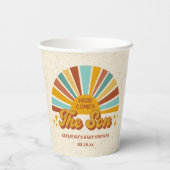 Retro Boho Hier komt het Son Baby shower Papieren Bekers (Achterkant)