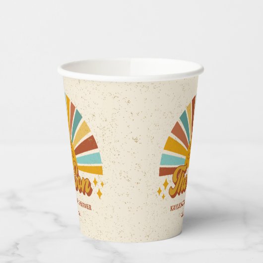 Retro Boho Hier komt het Son Baby shower Papieren Bekers (Links)