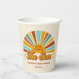 Retro Boho Hier komt het Son Baby shower Papieren Bekers