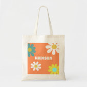 Retro Boho Hippie Daisy gepersonaliseerd Tote Bag (Voorkant)