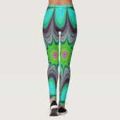 Retro Boho Hippie Groene Klaver Psychedelic Mandal Leggings (Achterkant)