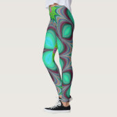 Retro Boho Hippie Groene Klaver Psychedelic Mandal Leggings (Links)