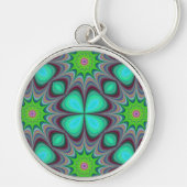 Retro Boho Hippie Groene Klaver Psychedelic Mandal Sleutelhanger (Voorkant)