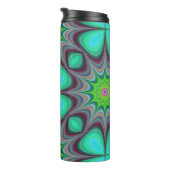 Retro Boho Hippie Groene Klaver Psychedelic Mandal Thermosbeker (Geroteerd rechts)