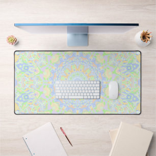 Retro Boho Hippie  Trippy Pastel Mandala Bureaumat