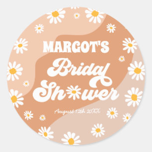 Retro Boho Hippy Daisy Vrijgezellenfeest Favor Ronde Sticker