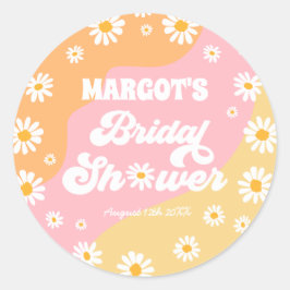 Retro Boho Hippy Daisy Vrijgezellenfeest Favor Ronde Sticker