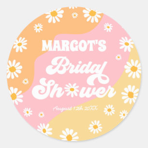 Retro Boho Hippy Daisy Vrijgezellenfeest Favor Ronde Sticker