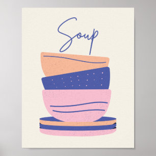 Retro Boho Keramische Komkommen Muur Kunstprint Poster