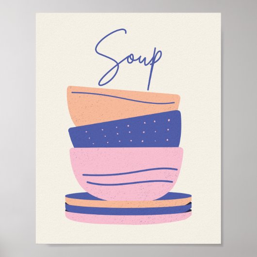 Retro Boho Keramische Komkommen Muur Kunstprint Poster (Voorkant)