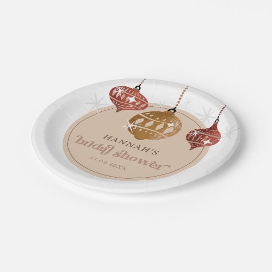 Retro Boho Kerst Bal Bruidsfeest Decoratie Papieren Bordje (Gekanteld)