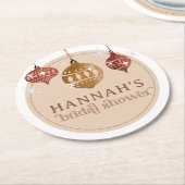 Retro Boho Kerst Bal Bruidsfeest Sieraad Ronde Kartonnen Onderzetter (Gebogen)