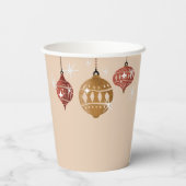 Retro Boho Kerst Bal Ornament Bruidsfeest Papieren Bekers (Achterkant)