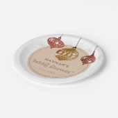 Retro Boho Kerst Bal Ornament Bruidsfeest Papieren Bordje (Gekanteld)