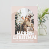 retro boho kerstkaart 70's kerstgroet kaart (Staand voorkant)