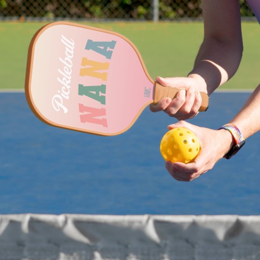 Retro Boho kleuren Nana gepersonaliseerd Pickleball Paddle (Insitu)