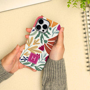Retro Boho Kleurrijk Bloemmotief Eenvoudig Chic Mo iPhone 14 Pro Max Hoesje