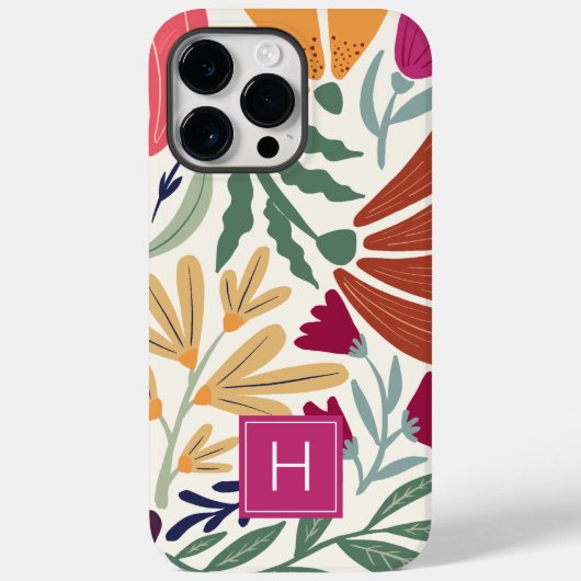 Retro Boho Kleurrijke Bloemen Eenvoudig Chique Mon Case-Mate iPhone Case (Achterkant)