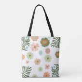 Retro Boho Kleurrijke Bloemen Stijlvol Tote Bag (Achterkant)