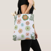 Retro Boho Kleurrijke Bloemen Stijlvol Tote Bag (Dichtbij)