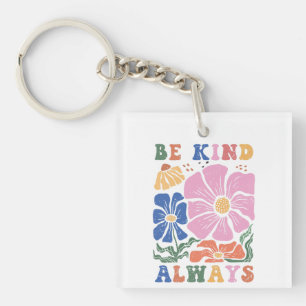 Retro Boho Kleurrijke Bloemen – Wees Altijd Vriend Sleutelhanger