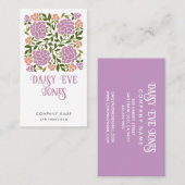 Retro Boho Lila en Greenery Floral Visitekaartje (Voorkant / Achterkant)