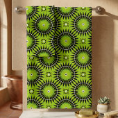 Retro Boho Lim Groen Zwarte Geometrische Mandala Bad Handdoek